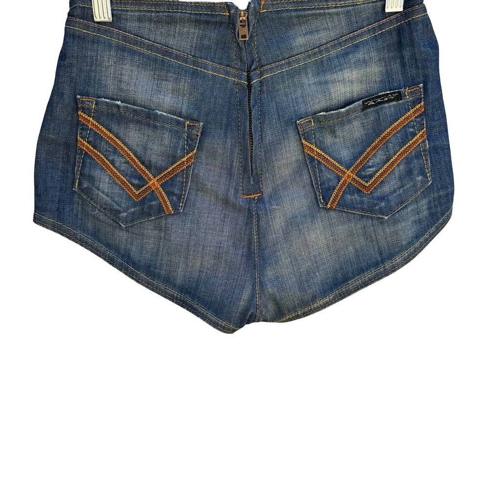 William Rast Y2K High Waisted Cheeky Denim Micro Shorts‎ Hot Pants Back Zip 26